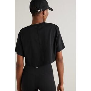 Lululemon Black All Yours Boxy Cropped T-Shirt Pima Cotton Workout Athlesuire- 2